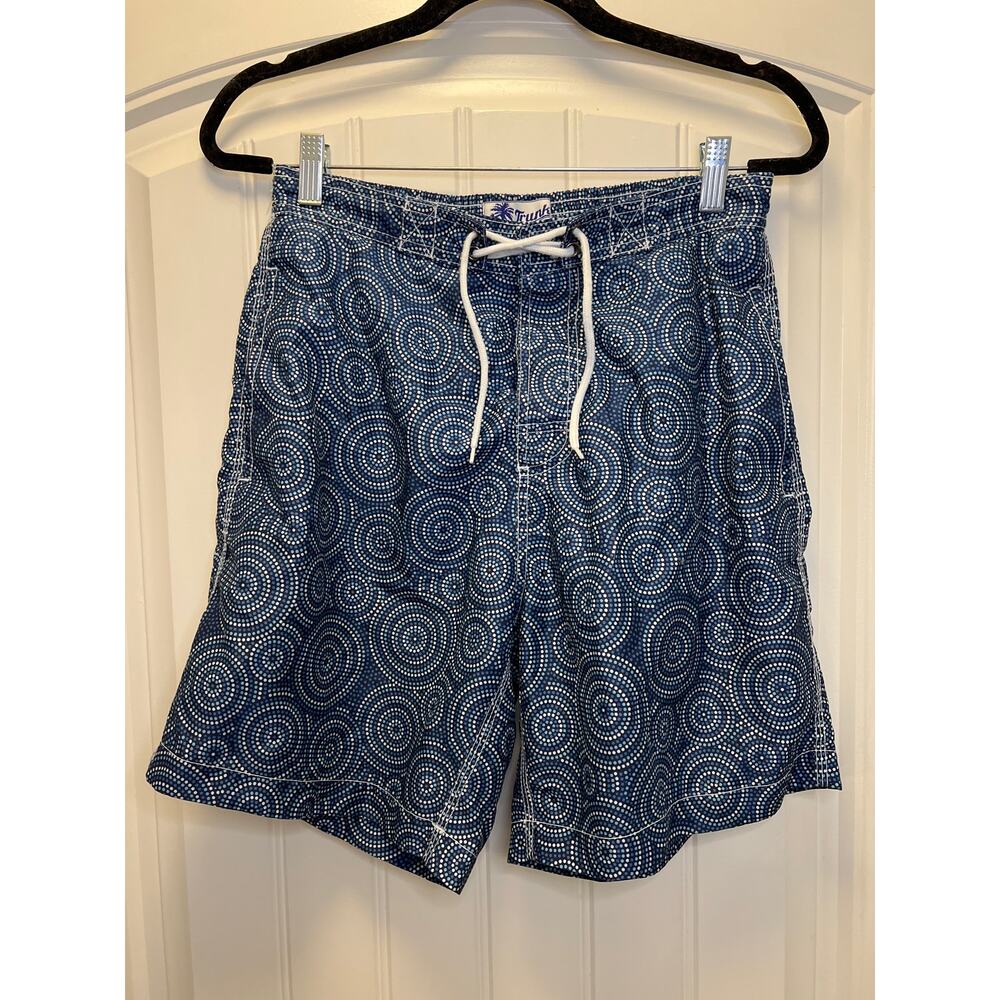 Trunks‎ Men’s High Rise Drawstring Front Beach Surf Shorts Swimwear Size M Blue